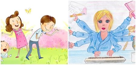 Смешной портрет матери нарисованный детьми