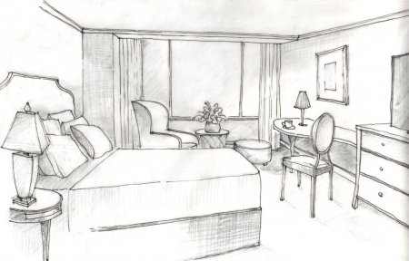 Рисунок комнаты с мебелью