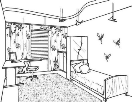 Раскраска мебели комната мечты