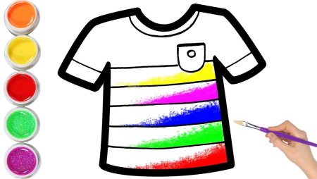 Дети нарисовали футболку с трафаретом Разное