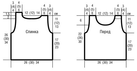 Выкройка вязаной жилетки для девочки 3-4 года