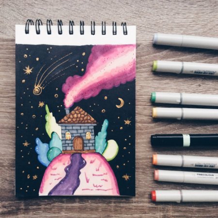 Рисунки маркерами для скетчинга Кактус