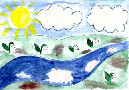 Детские рисунки на тему Весна