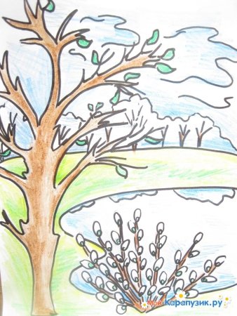 Рисование весеннего пейзажа