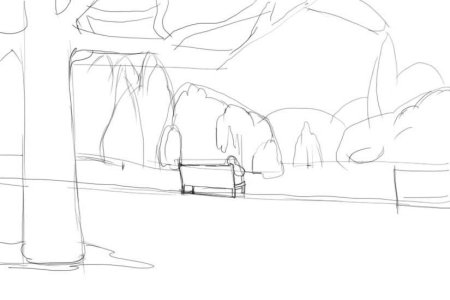 Рисунок парка карандашом