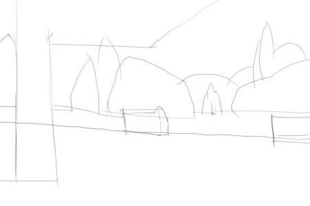 Поэтапное рисование парка