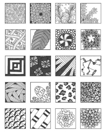 Зентангл для начинающих узоры в квадратах