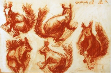 Рисование сангиной деревья