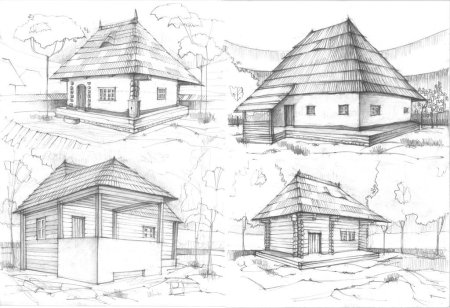 Зарисовки различных построек