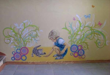 Рисование на стене в детском саду