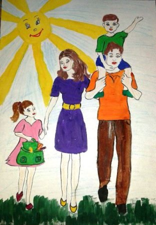 Рисунок мама папа я дружная семья