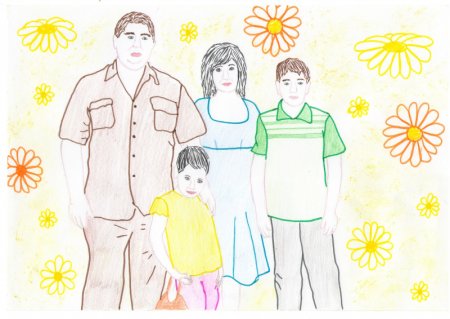 Рисунок семьи в детский сад карандашом