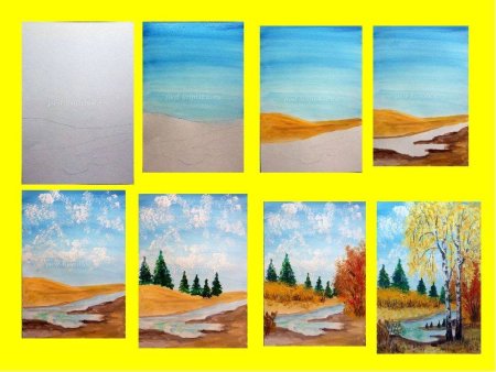 Этапы рисования пейзажа для детей