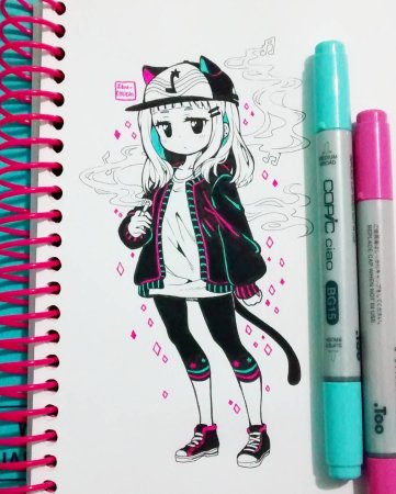 Аниме рисунки маркерами