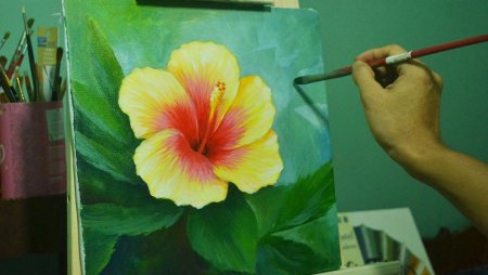 Рисование цветов акриловыми красками
