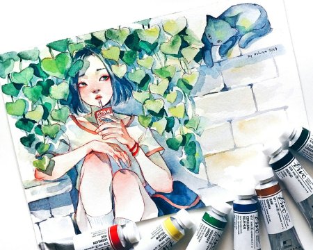 Рисование акварелью аниме