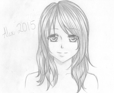 Аниме лицо девушки карандашом