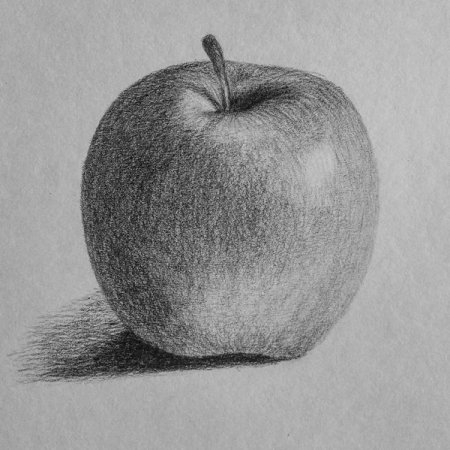 Рисование яблока карандашом