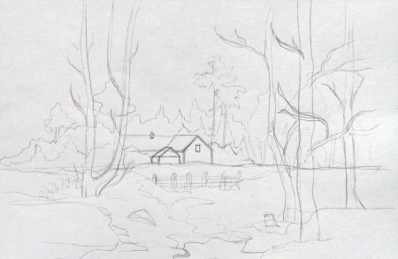 Рисунок на тему природа карандашом