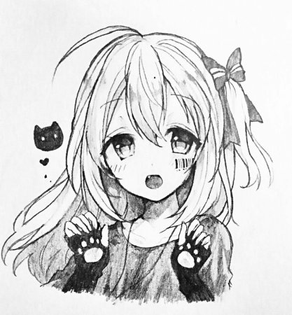 Черно белые рисунки аниме легкие