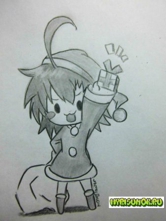 Новогодние девочки аниме для срисовки