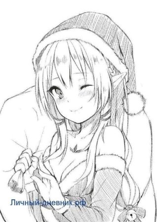 Новогоднее аниме карандашом