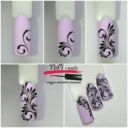 Легкие цветочки на ногтях