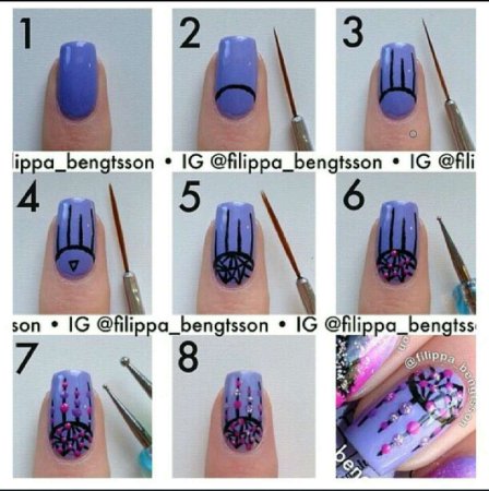 Простые узоры на ногтях кисточкой