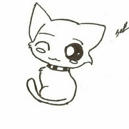 Лёгкий рисунок котёнка для срисовки