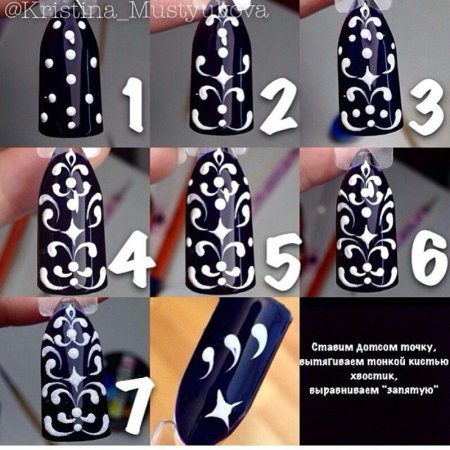Узоры дотсом на ногтях схемы