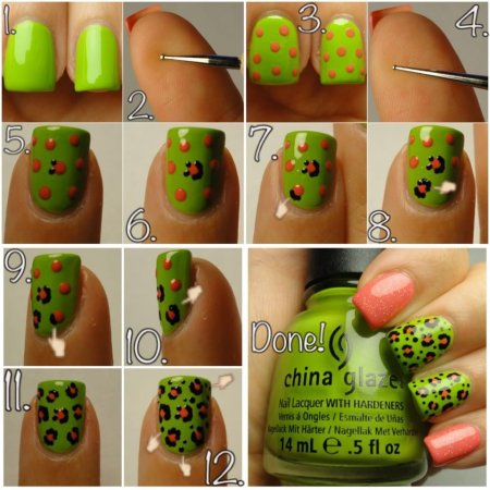 Белый маникюр с черными точками