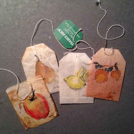 Рисование на чайных пакетиках