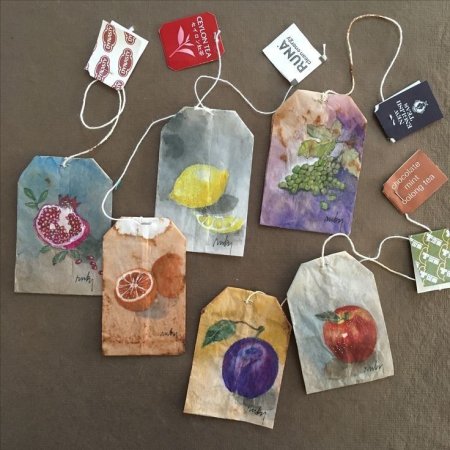 Рисование на чайных пакетиках