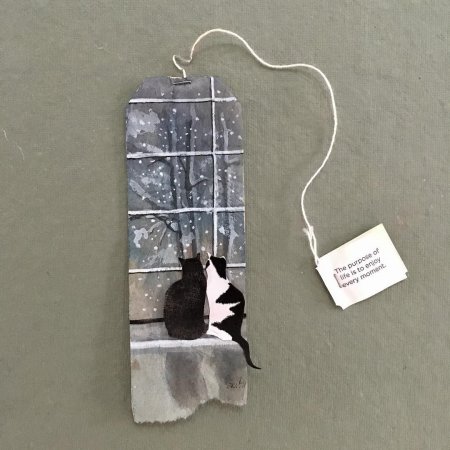 Арт акварелью на чайных пакетиках