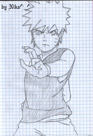 Аниме карандашом в тетради