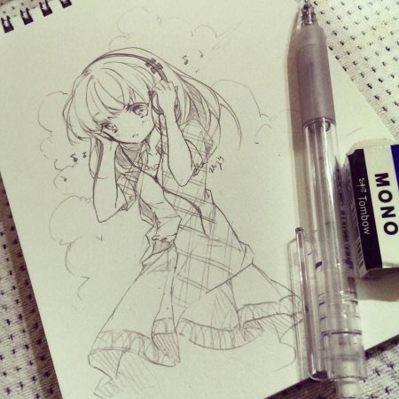 Аниме карандашом для скетчбука