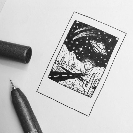 Рисунки чёрной ручкой