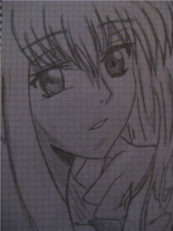 Аниме карандашом в тетради