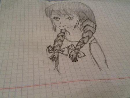 Аниме карандашом в тетради