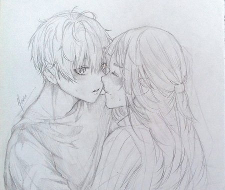 Аниме пара карандашом