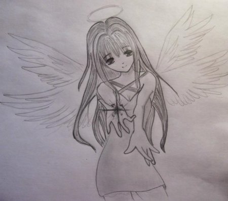 Аниме ангел карандашом