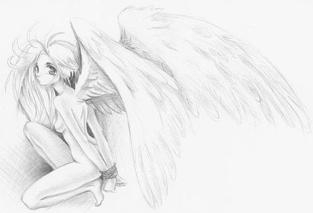 Девушка с крыльями для срисовки