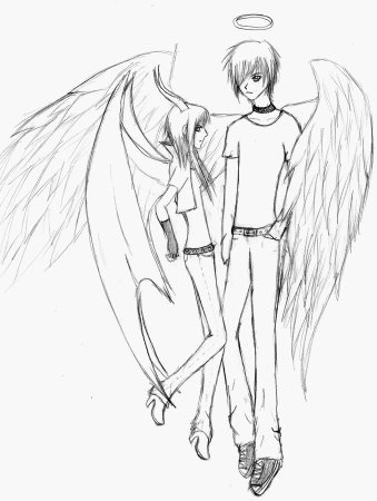 Демон карандашом для срисовки