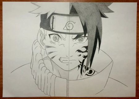 Нарисовать аниме Наруто Саске