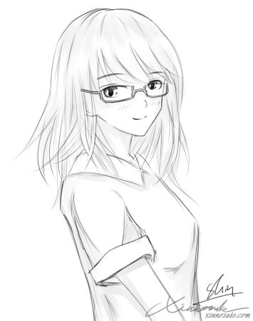Девушка в очках для срисовки