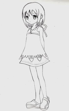 Девушка аниме рисунок карандашом в полный рост