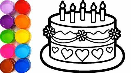 Раскраска торт на день рождения
