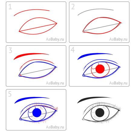 Рисунок глаза поэтапно