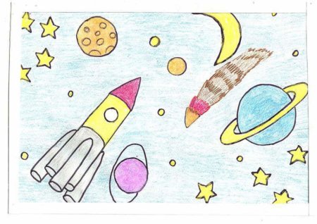 Рисунок на тему космос карандашом