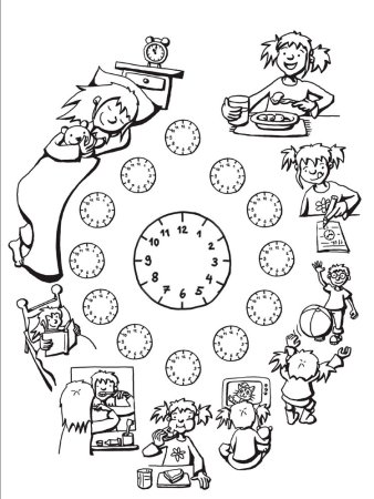 Распорядок дня раскраска